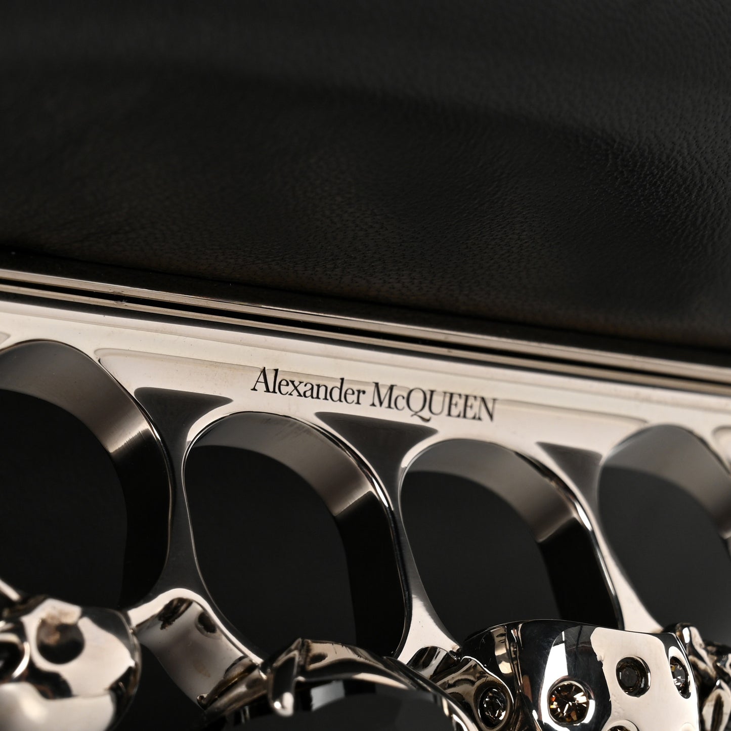 Nappa Skull Four Ring Clutch Black