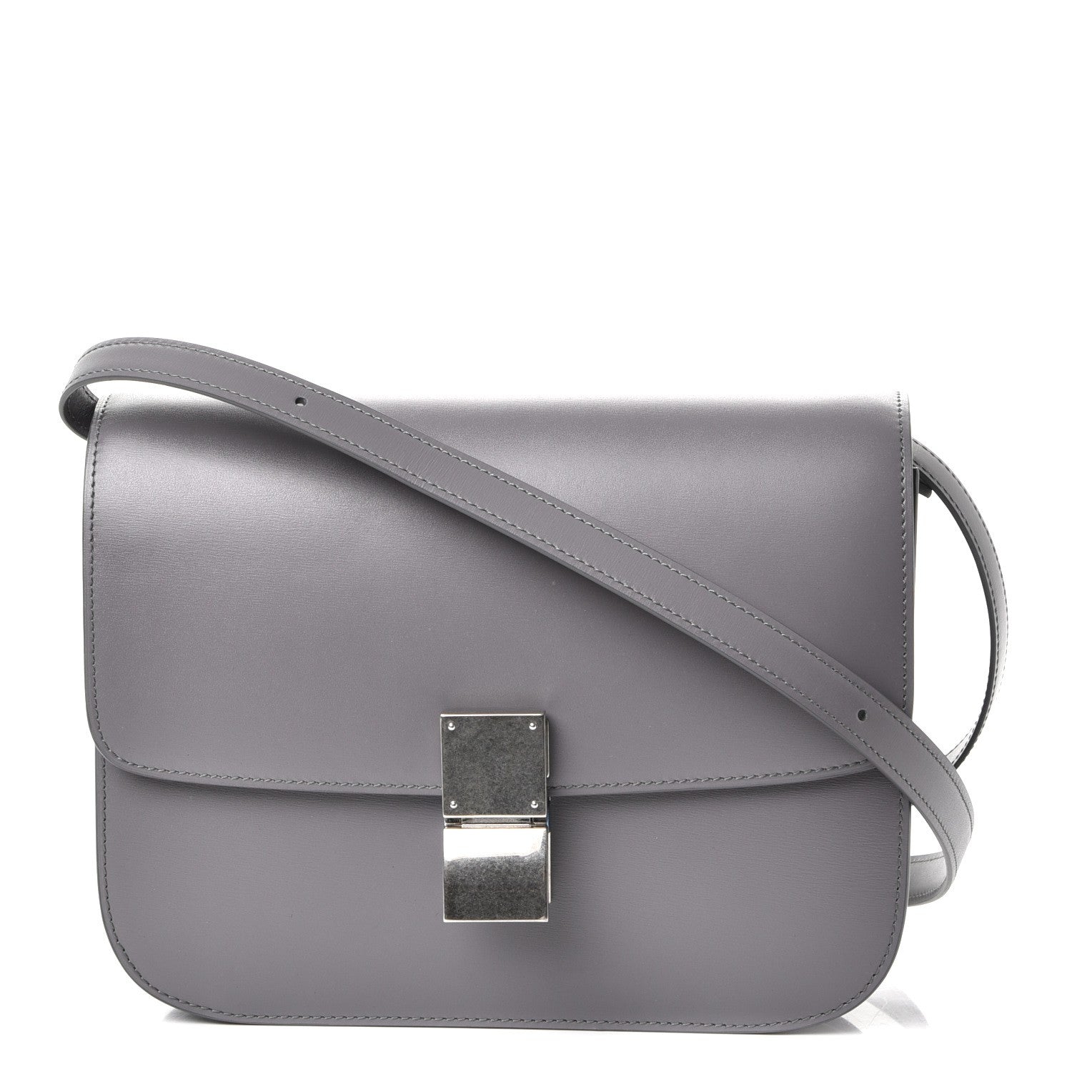 Celine Smooth Calfskin Medium Classic Box Flap Bag Storm 1 of 9