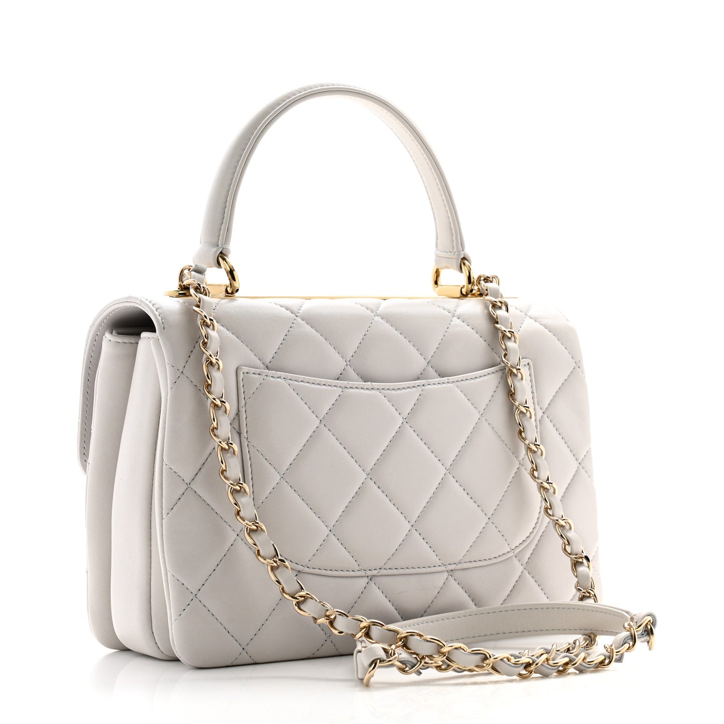 Lambskin Quilted Small Trendy CC Flap Dual Handle Bag Light Grey