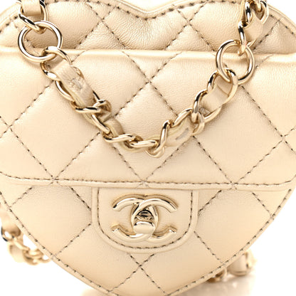 Chanel Metallic Lambskin Quilted CC In Love Heart Waist Belt Bag With Chain Gold 8 of 11