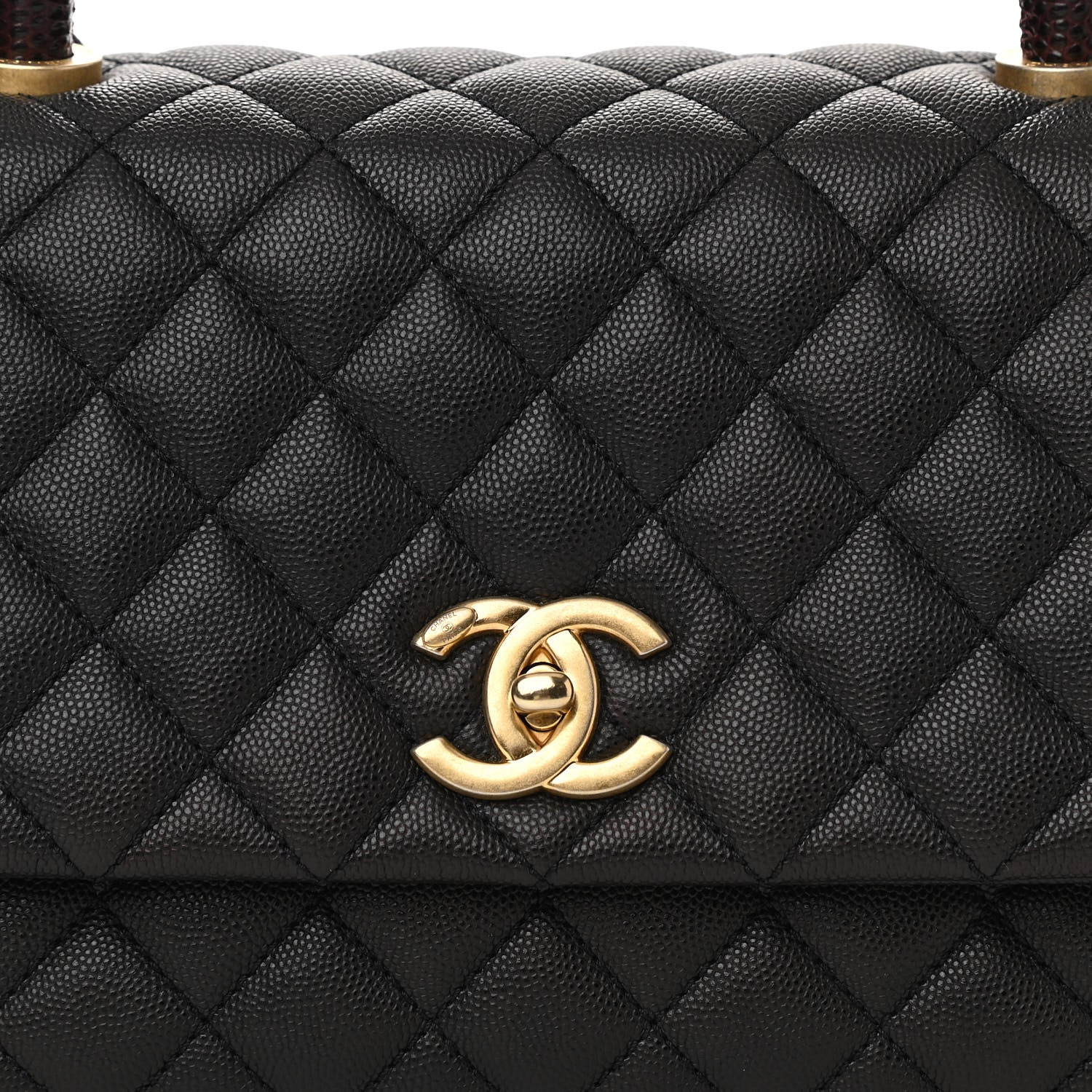 Chanel Caviar Lizard Embossed Quilted Small Coco Handle Flap Black 8 of 11