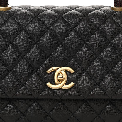 Chanel Caviar Lizard Embossed Quilted Small Coco Handle Flap Black 8 of 11