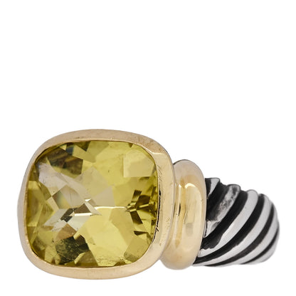 David Yurman Sterling Silver 14K Yellow Gold Lemon Citrine 14mm Noblesse Ring 58 8.5 3 of 6