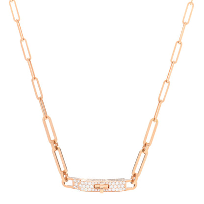 Hermes 18K Rose Gold Diamond Pave Kelly Chaine Choker Necklace 1 of 4