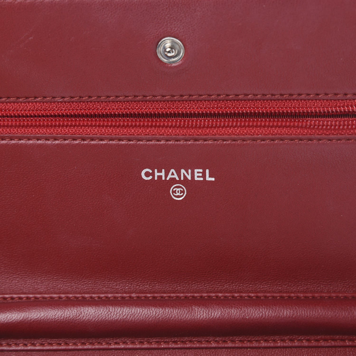 Chanel Lambskin Quilted Wallet on Chain WOC Red 5 of 12