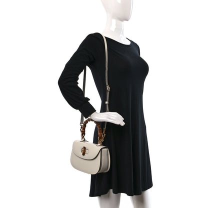 Gucci Boarded Dyana Lux Calfskin Web Small Bamboo 1947 Top Handle Bag Mystic White 2 of 8