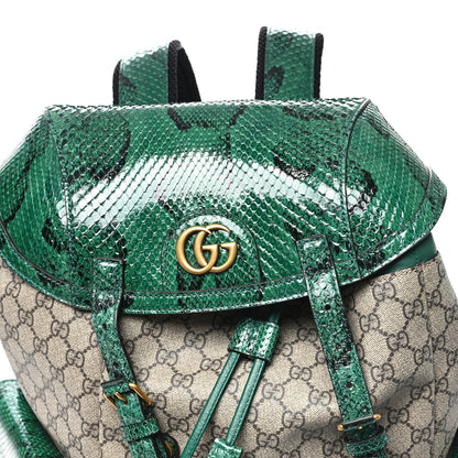Gucci GG Supreme Monogram Snakeskin Ophidia Double Buckle Backpack Brown Green 8 of 10