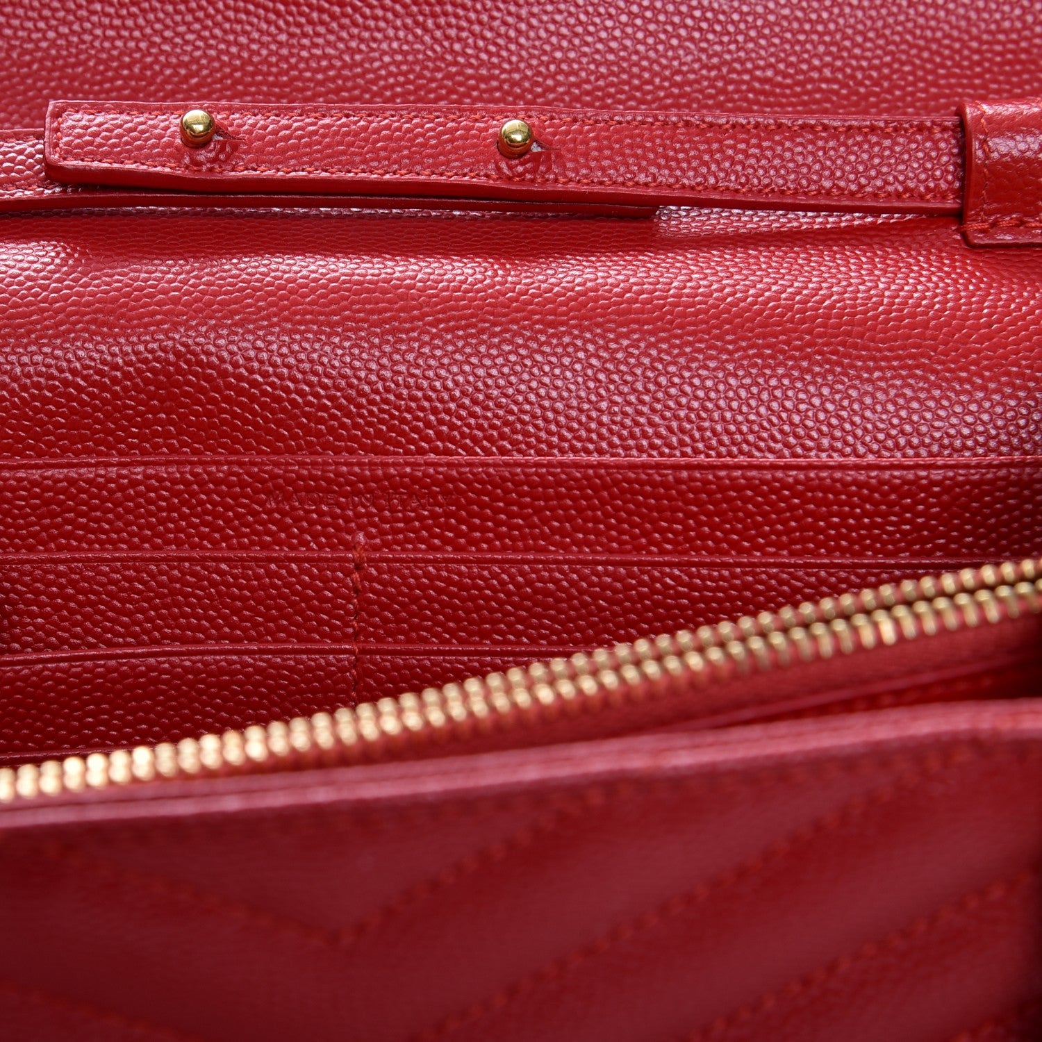 Saint Laurent Grain De Poudre Matelasse Chevron Monogram Chain Wallet New Red 7 of 12