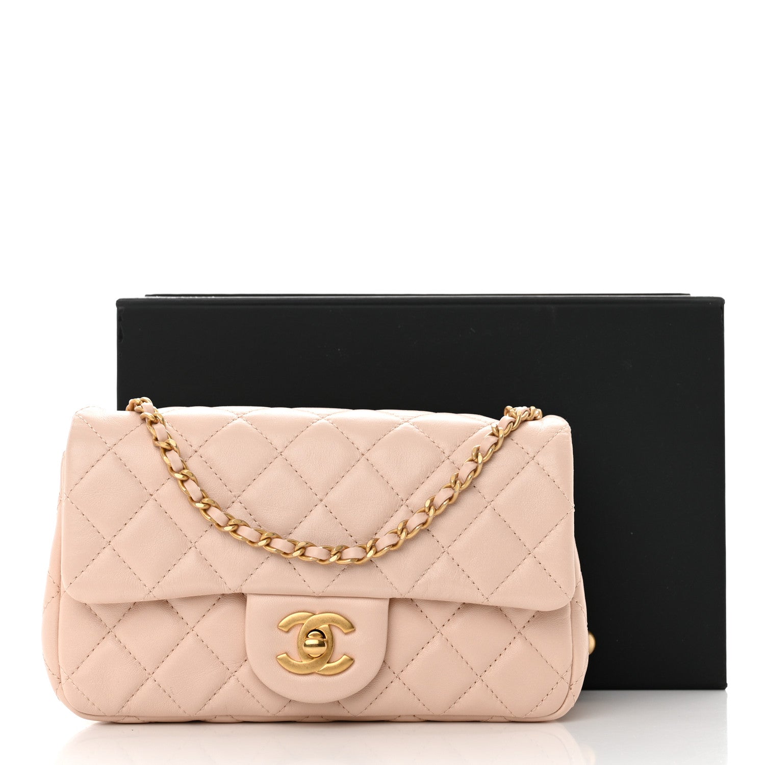 Chanel Lambskin Quilted Mini Pearl Crush Rectangular Flap Light Beige 11 of 11