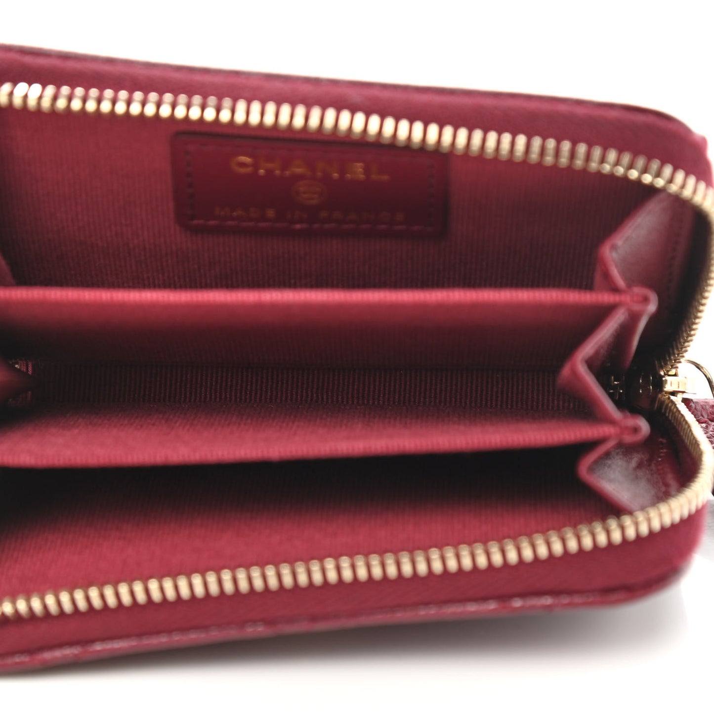 Caviar Quilted Zip Around Coin Purse Burgundy