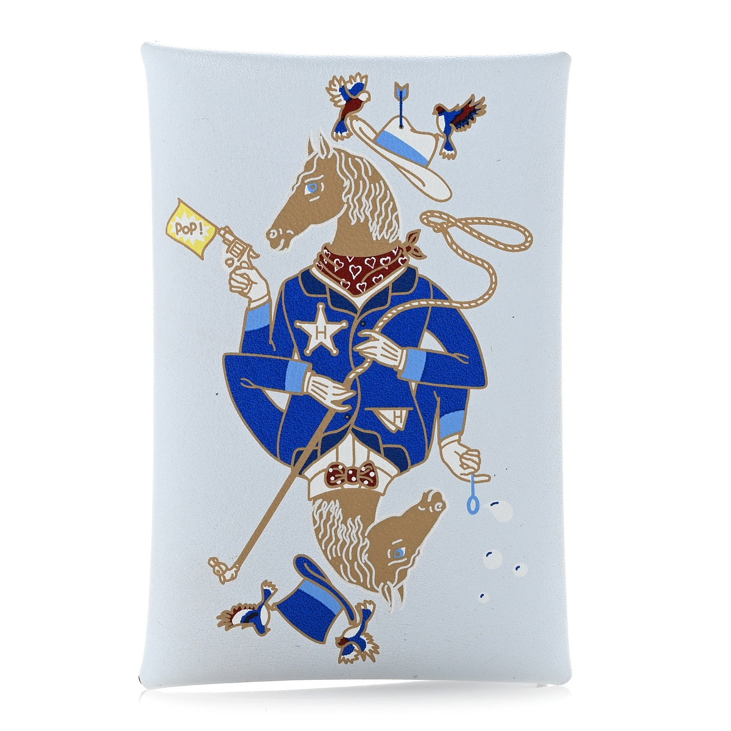 Hermes Swift Printed Cowboy Calvi Card Case Bleu Brume 1 of 8