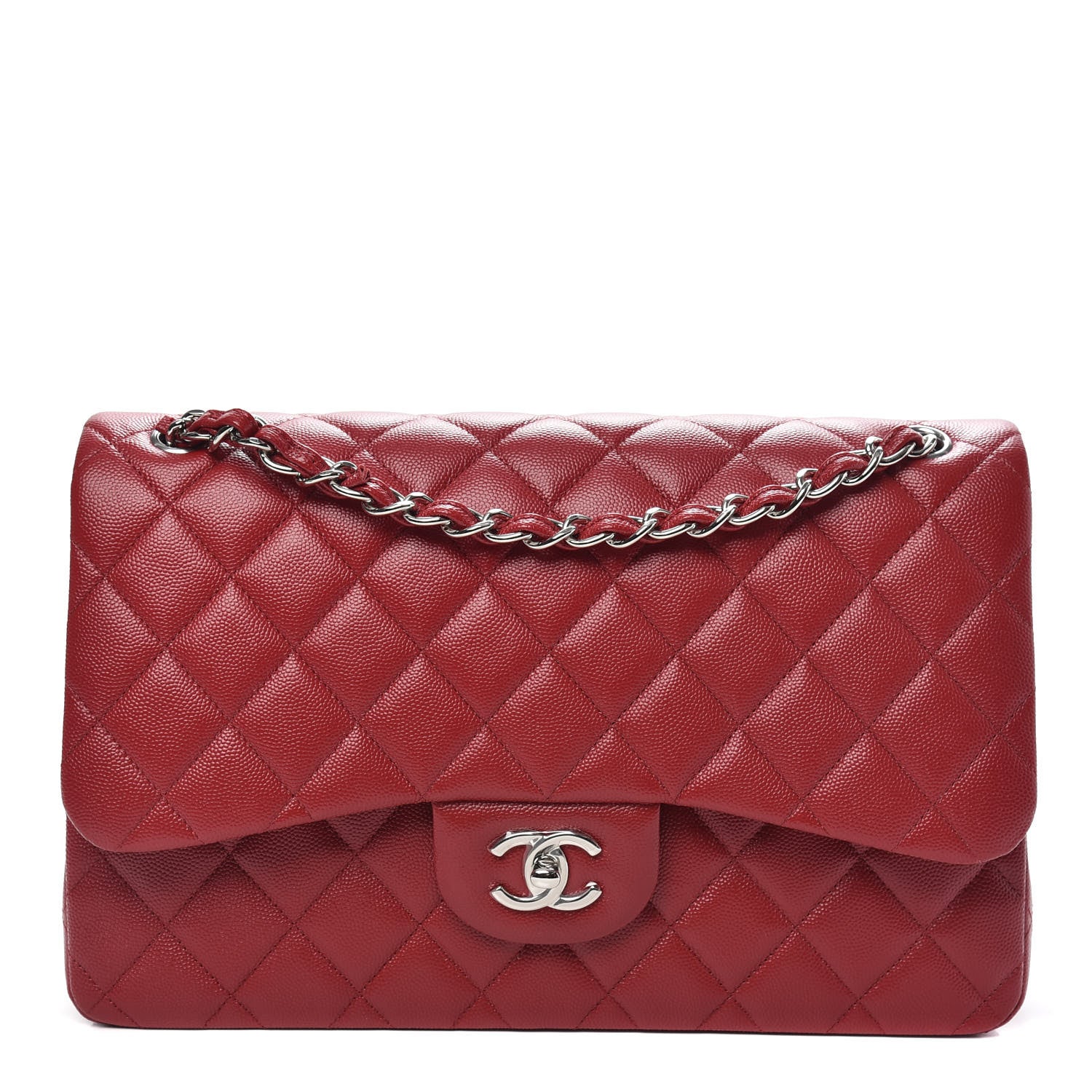Chanel Caviar Quilted Jumbo Double Flap Red 1 of 11