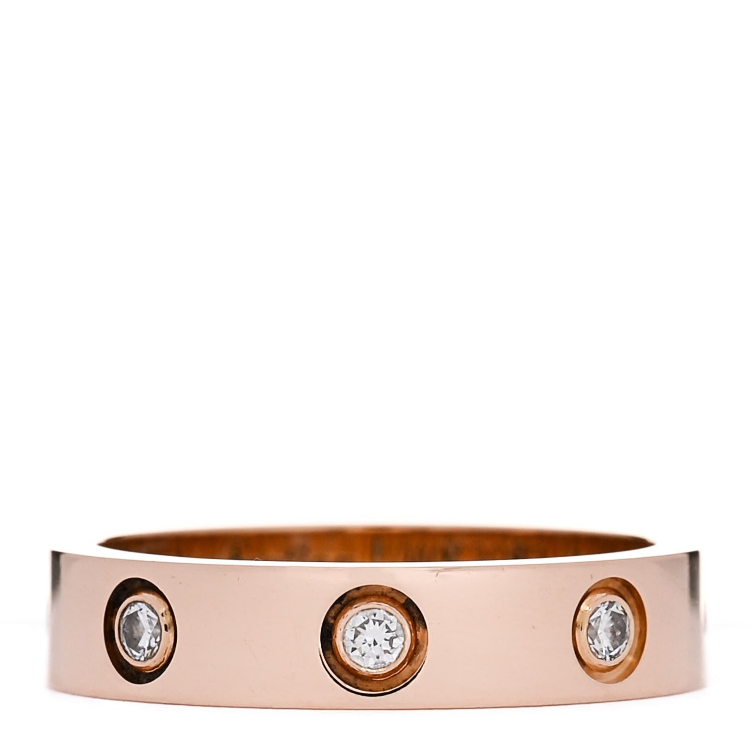 Cartier 18K Pink Gold 8 Diamond 4mm LOVE Wedding Band Ring 48 4.5 1 of 6