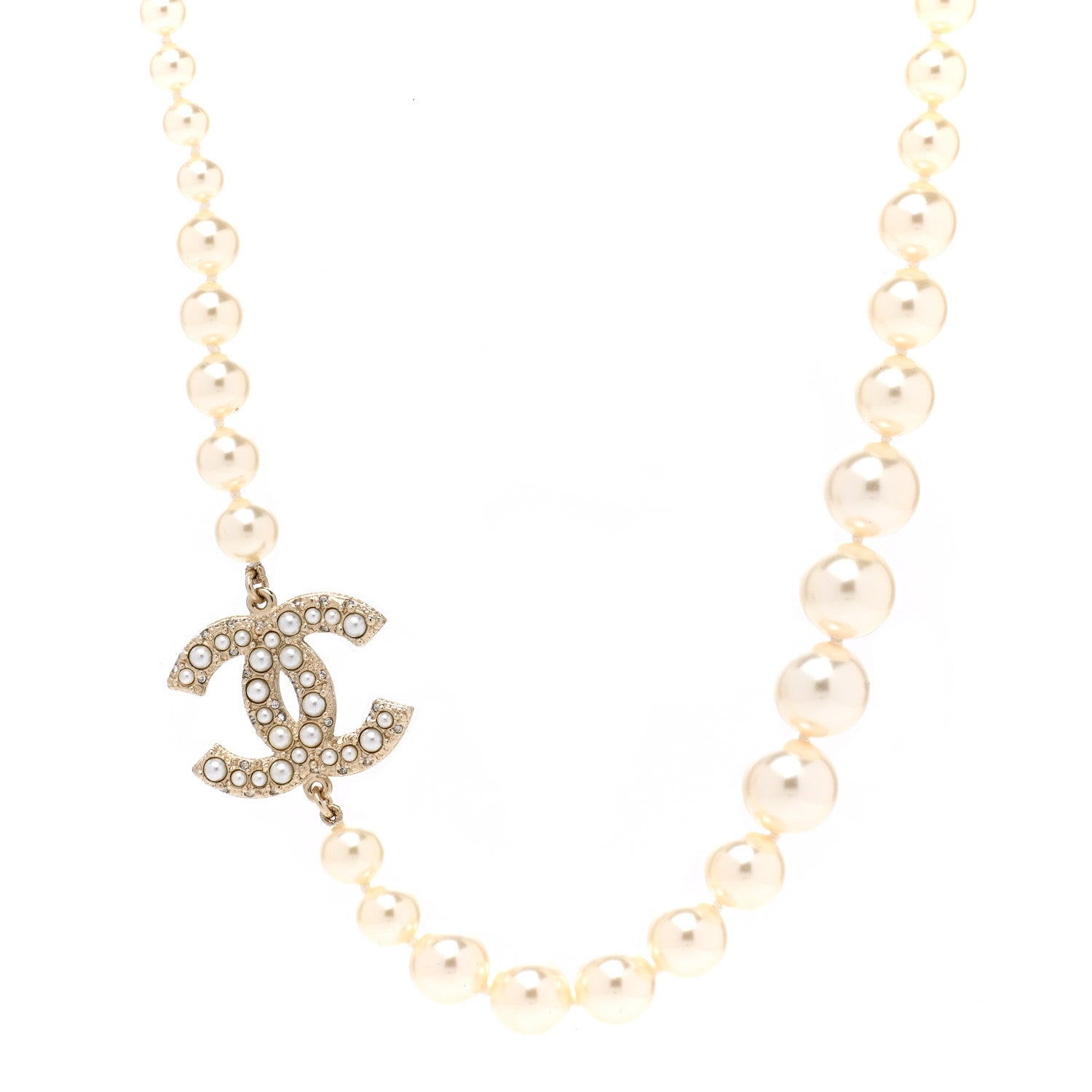 Chanel Pearl CC 100th Anniversary Necklace Light Gold 1 of 7