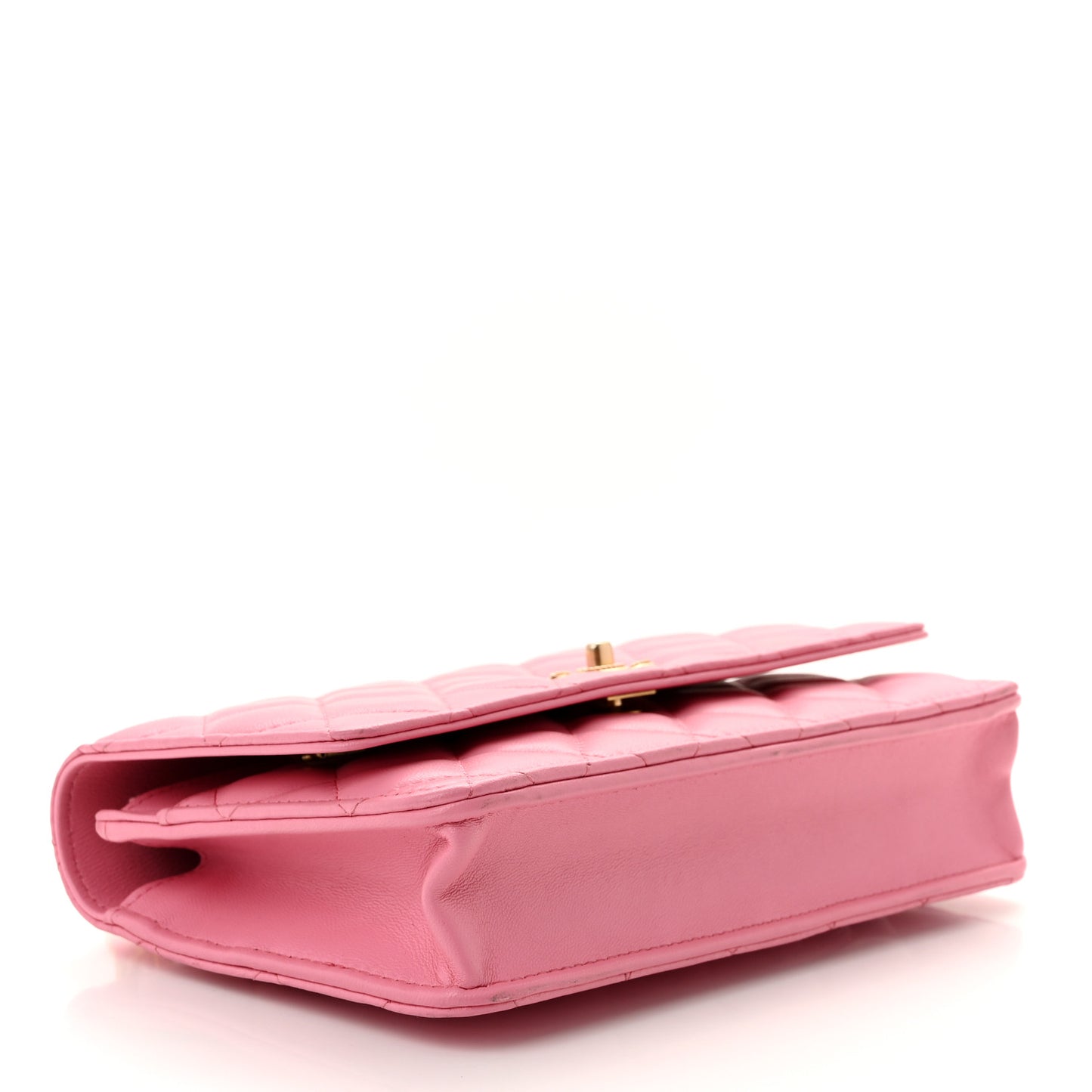 Lambskin Quilted Multicolor Top Handle Wallet On Chain WOC Light Pink