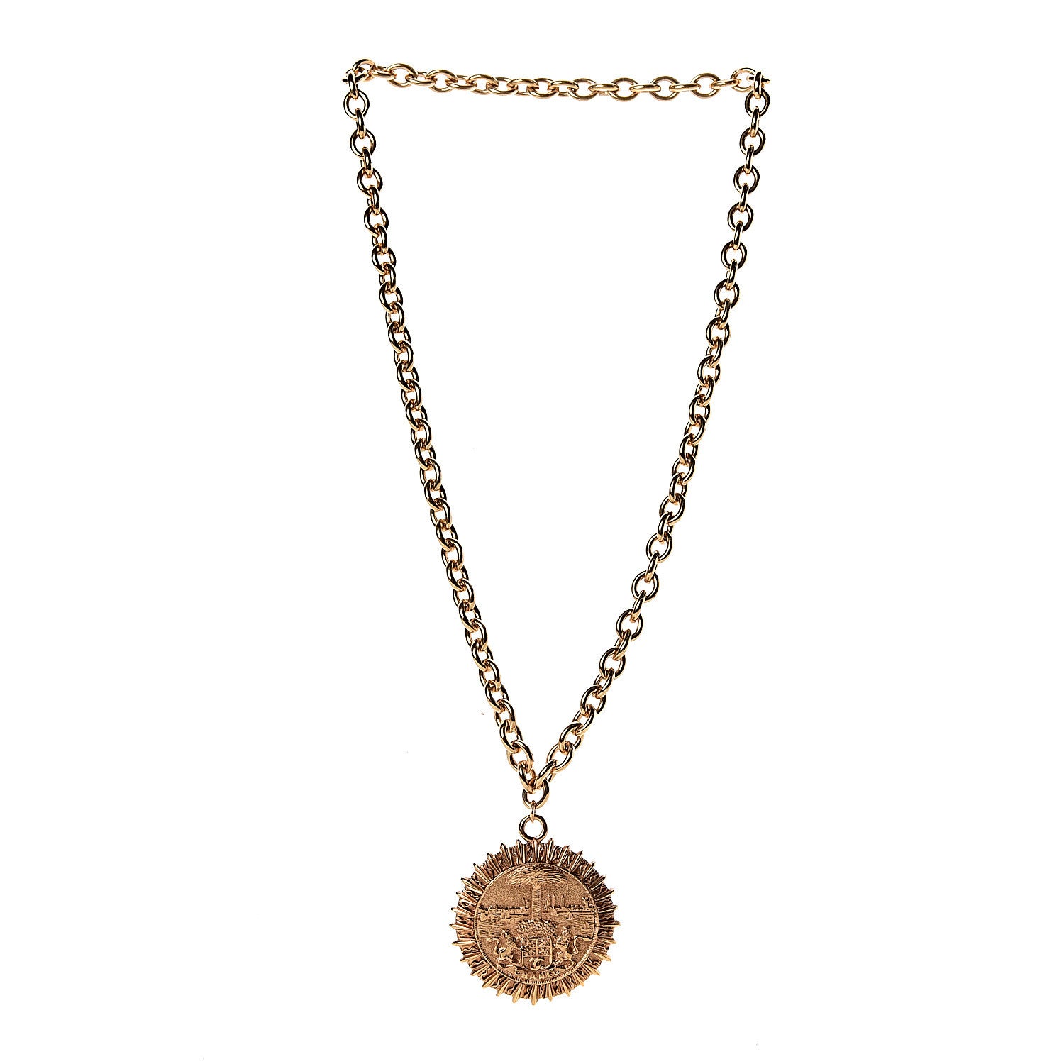 Chanel Medallion Chain Necklace Gold 3 of 4