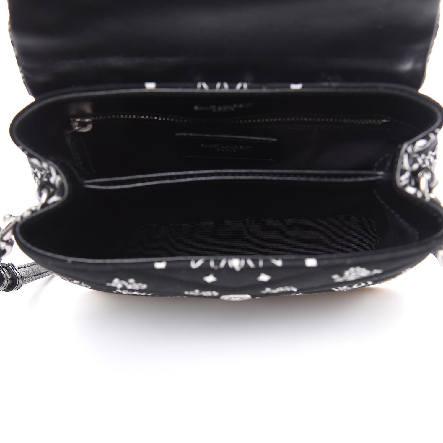 Saint Laurent Cotton Bandana Y Quilted Monogram Toy Loulou Crossbody Bag Black White 5 of 11