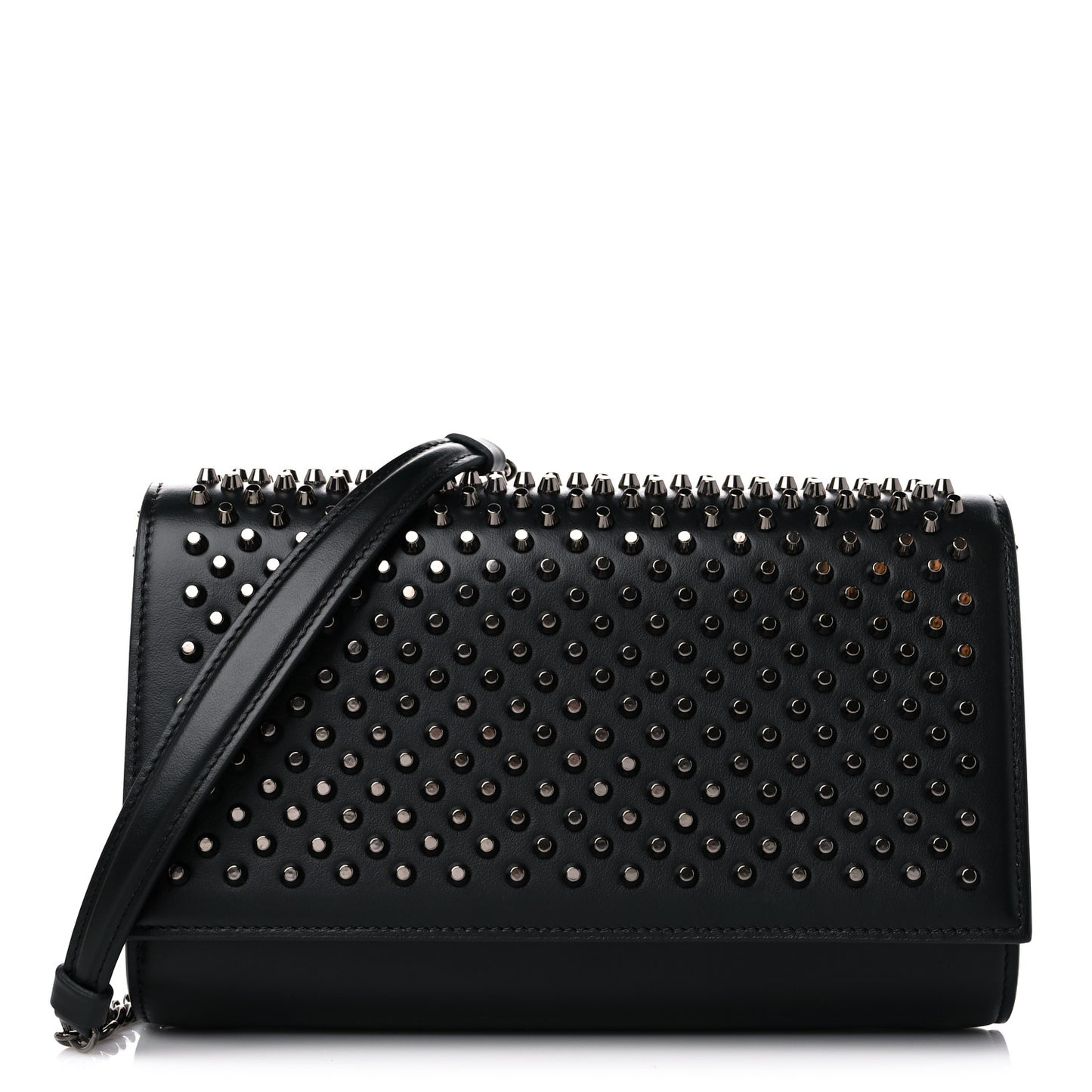 Calfskin Patent Spikes Paloma Clutch Black
