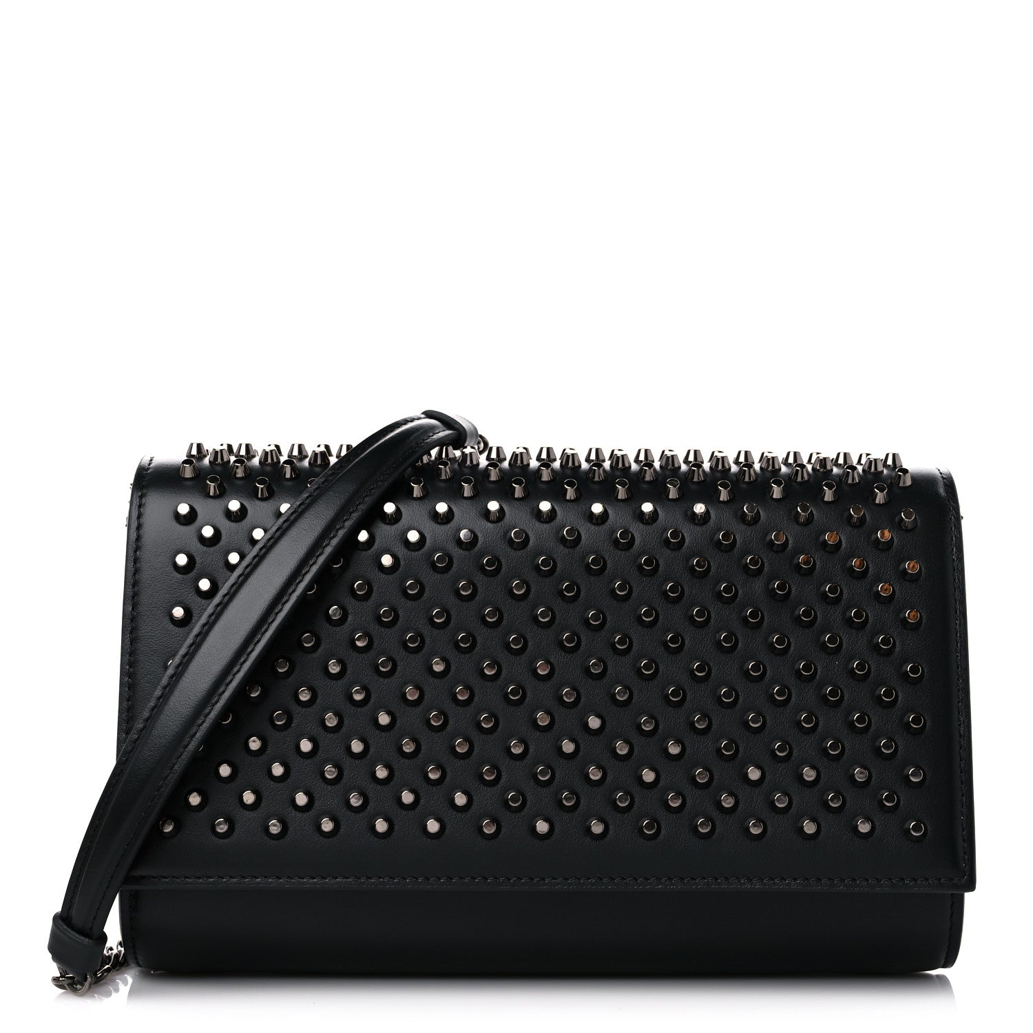 Christian Louboutin Calfskin Patent Spikes Paloma Clutch Black 1 of 9