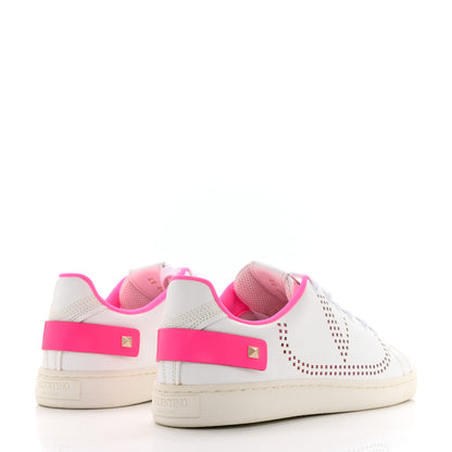Valentino Garavani Calfskin Womens Backnet Sneakers 37 White Fuchsia 4 of 8