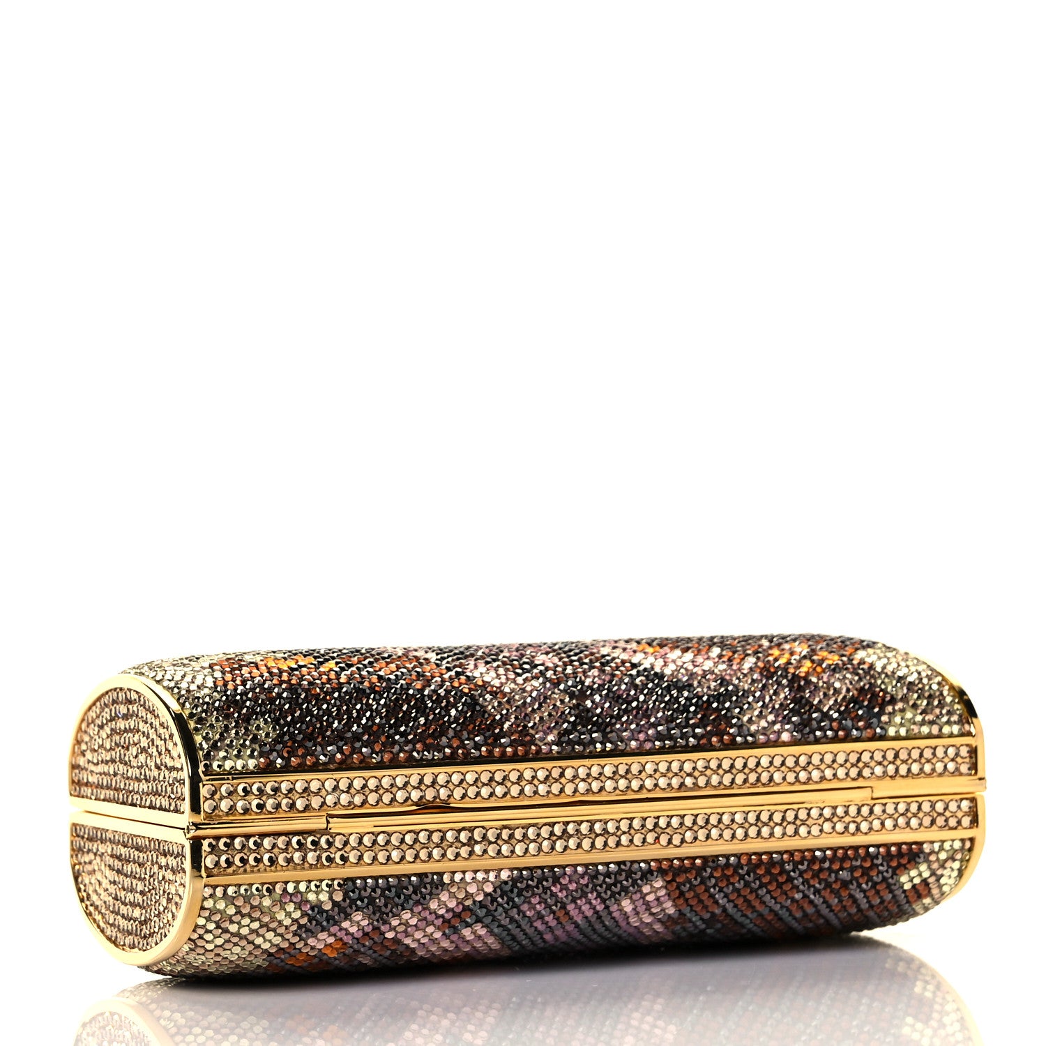 Judith Leiber Swarovski Crystal Minaudiere Clutch Gold Multicolor 3 of 8