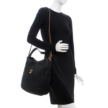 Chanel Iridescent Caviar Quilted Country Chic Hobo Black 2 of 7
