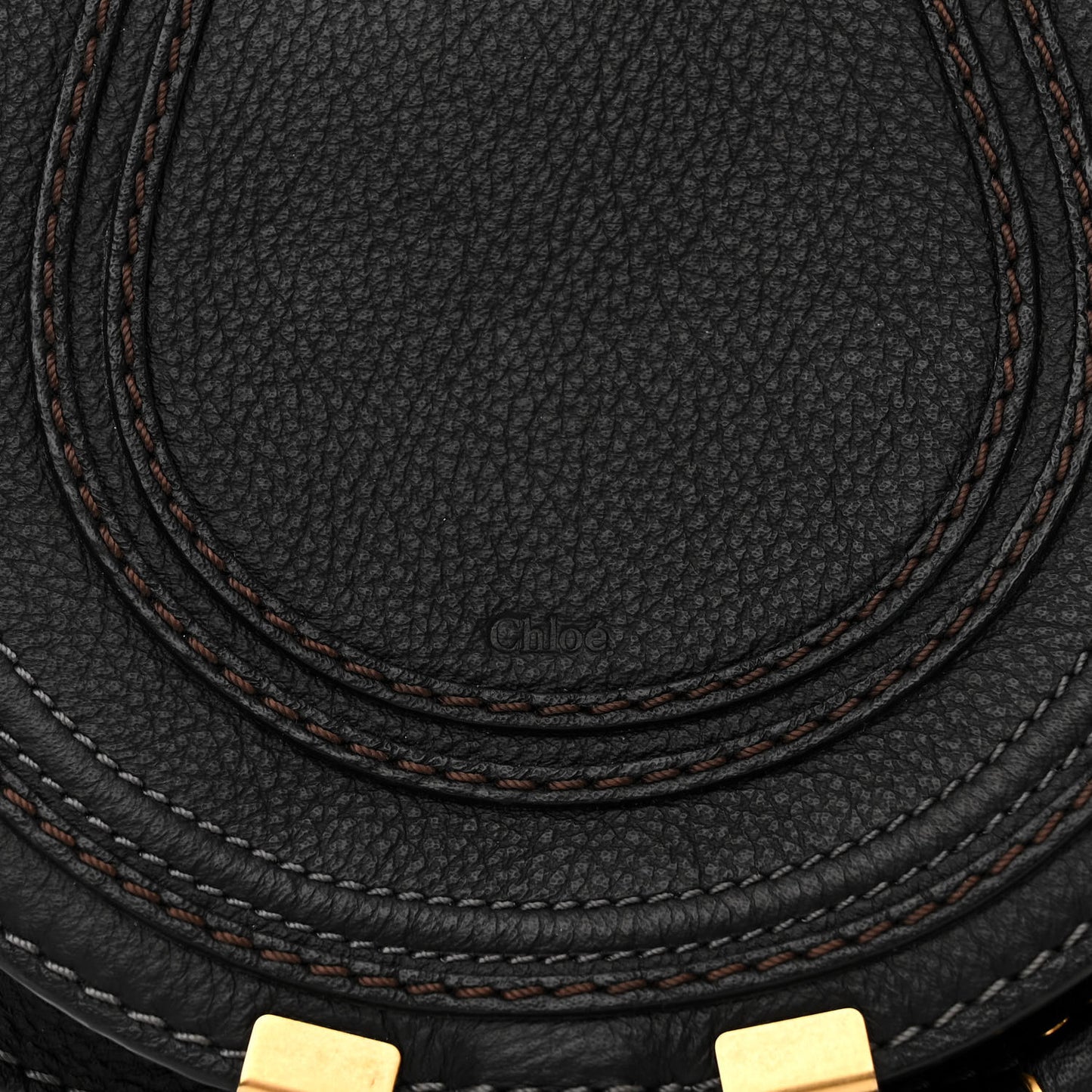 Grained Calfskin Small Marcie Saddle Bag Black