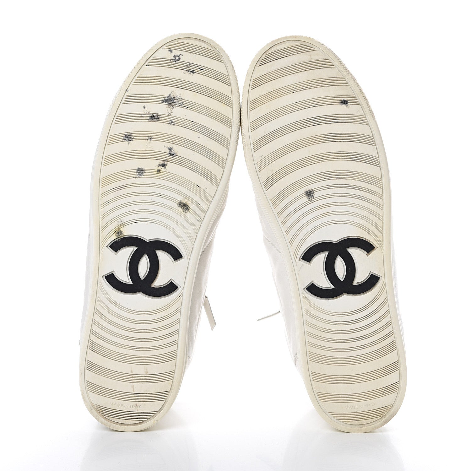 Chanel Calfskin Mens High Top CC Sneakers 43 White 5 of 14