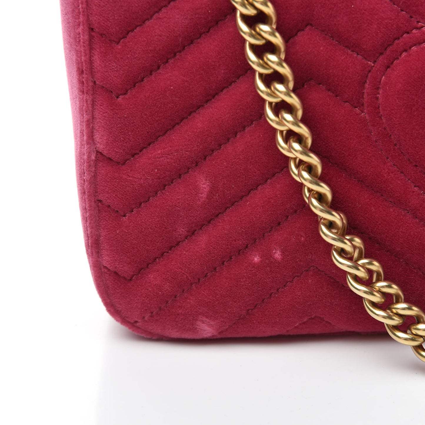 Velvet Matelasse Small GG Marmont Shoulder Bag Fuchsia Violet Cyclamen