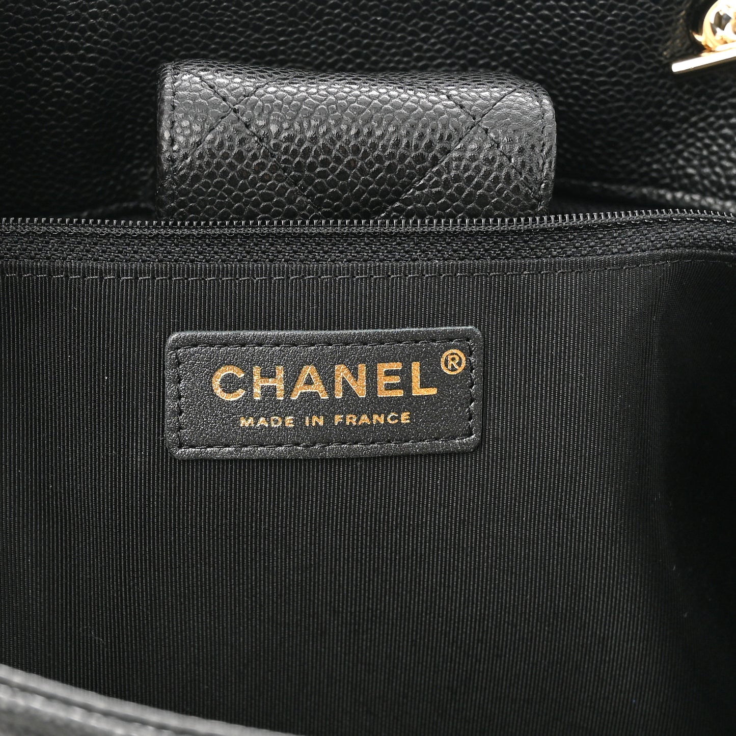 Caviar Quilted Large Shopping Tote Black