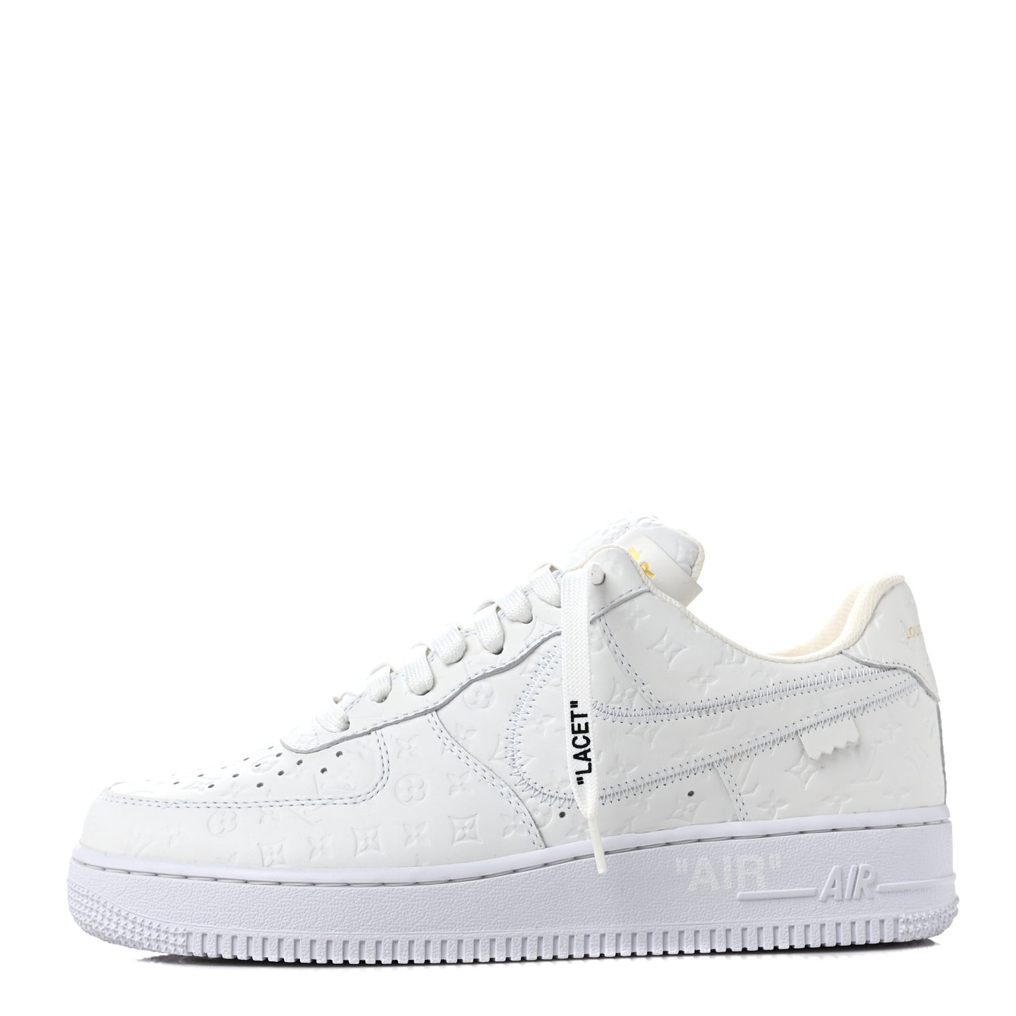X NIKE AIR FORCE 1 Calfskin Monogram Mens Low Top Sneakers 7.5 White
