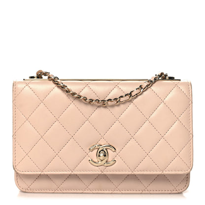 Chanel Lambskin Quilted Trendy CC Wallet On Chain WOC Light Beige 1 of 12