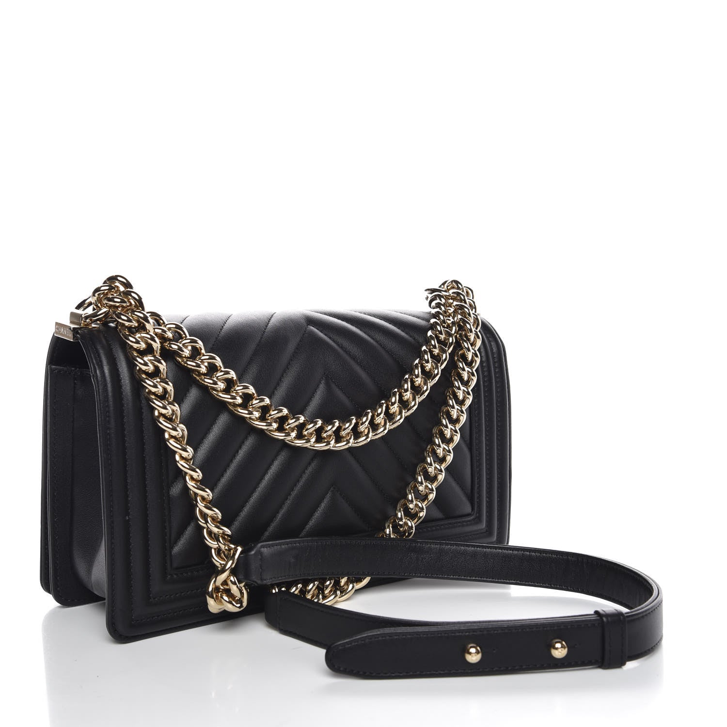 Chanel Calfskin Chevron Quilted Medium Boy Flap Black 3 of 7