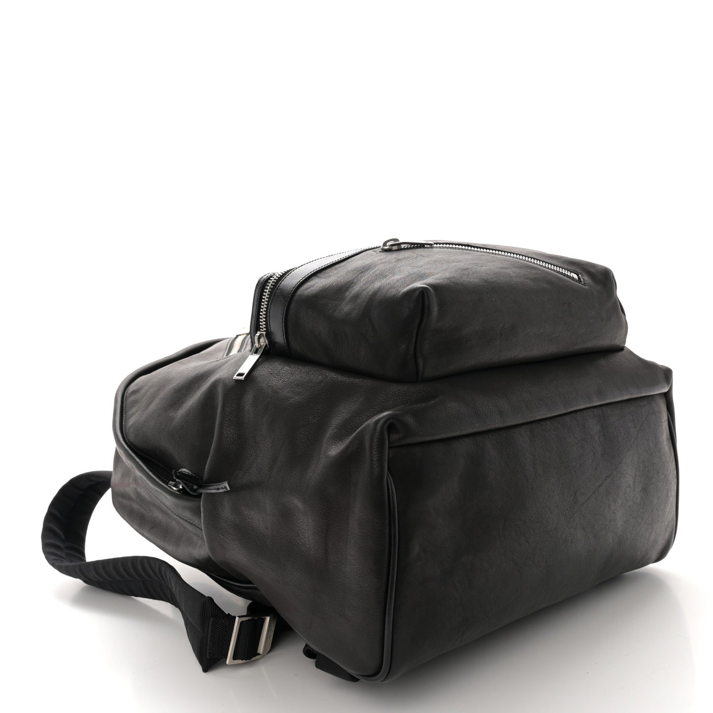 Calfskin Multi Zipper City Backpack Black