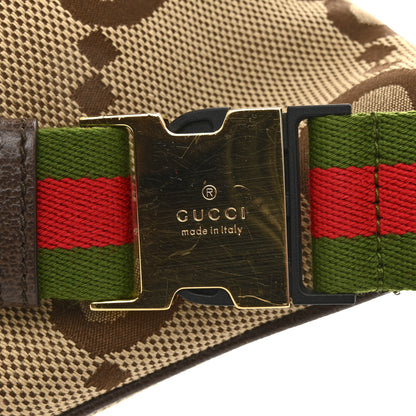 Gucci Monogram Jumbo GG Textured Dollar Calfskin Web Belt Bag Camel Ebony New Acero 12 of 15