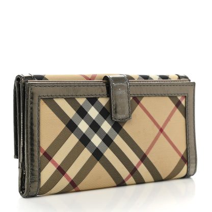 Burberry Patent Nova Check Tri-Fold Wallet Pewter 3 of 15