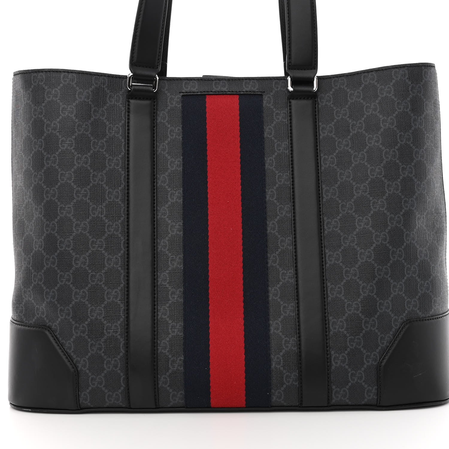 Gucci GG Supreme Monogram Web Tote Black Grey 8 of 12