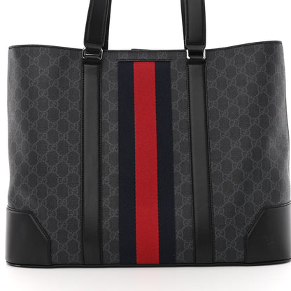 Gucci GG Supreme Monogram Web Tote Black Grey 8 of 12