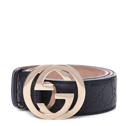Gucci Guccissima Interlocking G Belt 85 34 Navy 1 of 8
