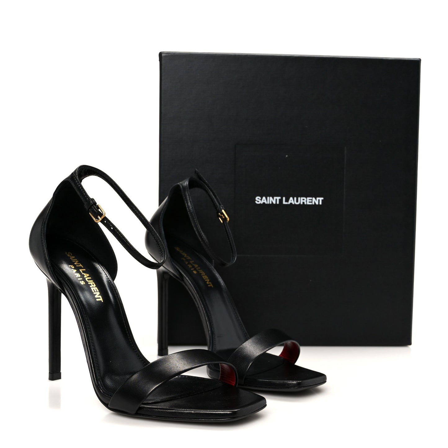 Calfskin Amber 105 Ankle Strap Sandals 37.5 Black