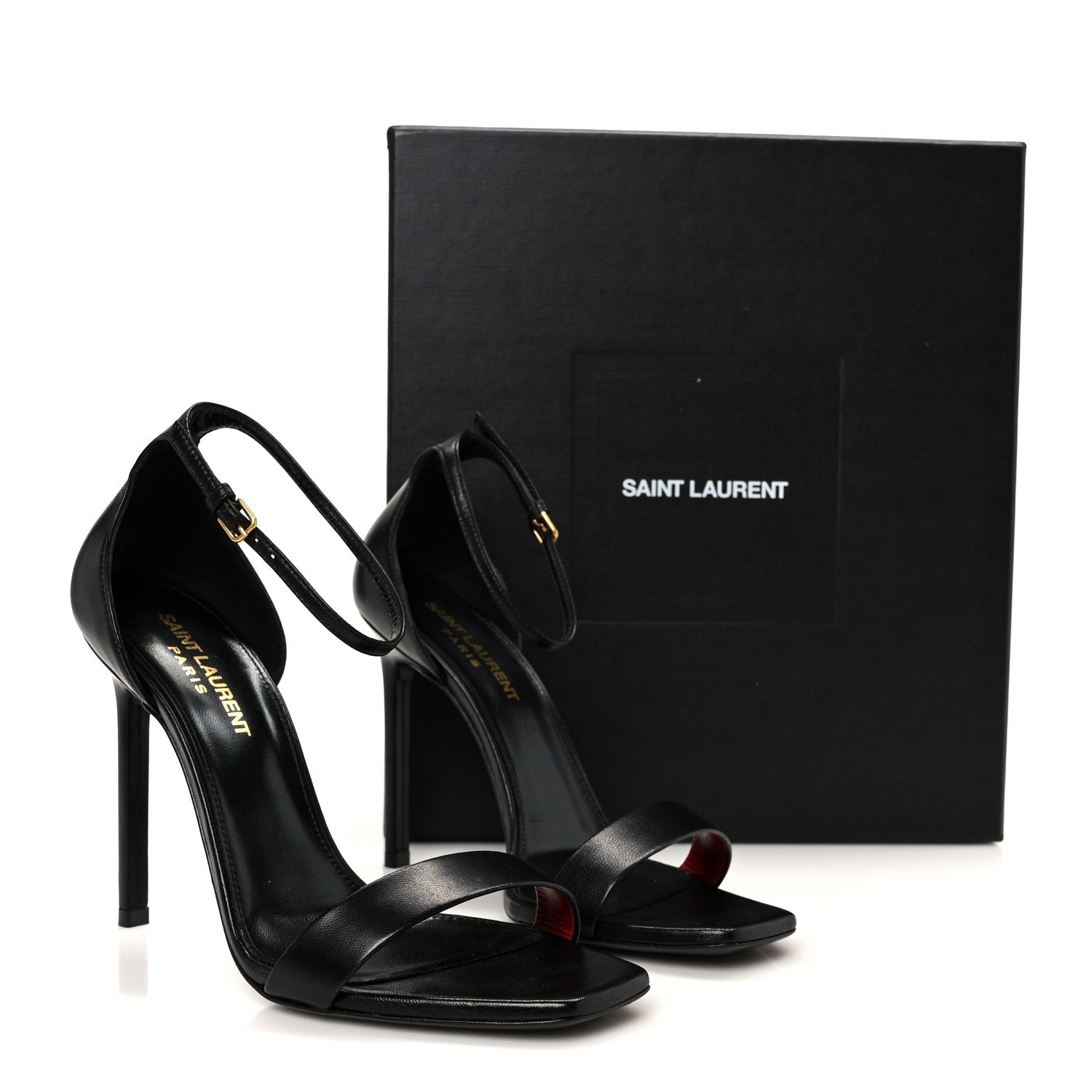 Saint Laurent Calfskin Amber 105 Ankle Strap Sandals 37.5 Black 10 of 10