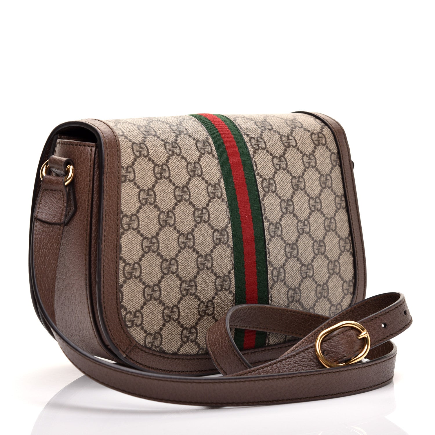 Gucci GG Supreme Monogram Web Small Ophidia Flap Messenger Bag Brown 3 of 11