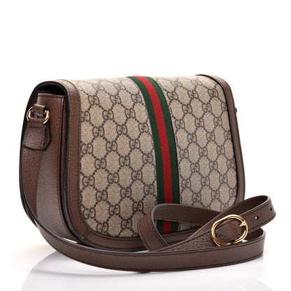 Gucci GG Supreme Monogram Web Small Ophidia Flap Messenger Bag Brown 3 of 11