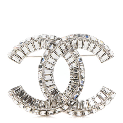 Chanel Baguette Crystal CC Brooch Silver 1 of 5