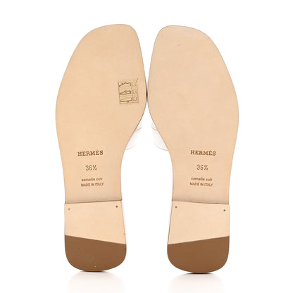 Hermes Box Calfskin Oran Sandals 36.5 White 5 of 10