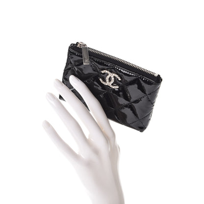 Chanel Patent Quilted Brilliant Key Holder Case Black 2 of 9