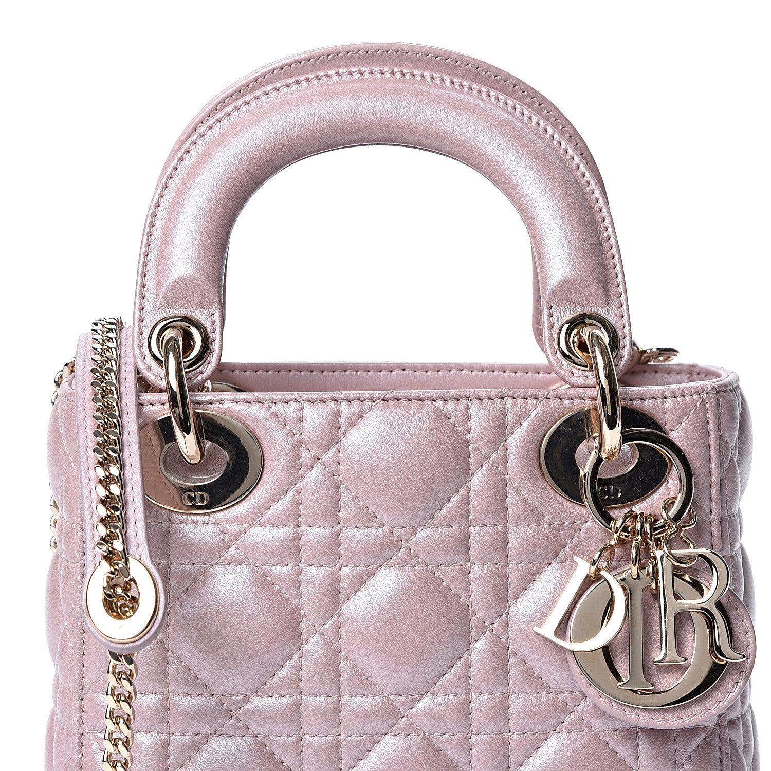 Christian Dior Metallic Lambskin Cannage Mini Lady Dior Lotus 7 of 9