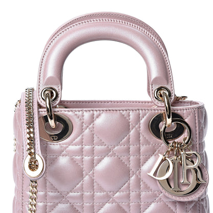 Christian Dior Metallic Lambskin Cannage Mini Lady Dior Lotus 7 of 9