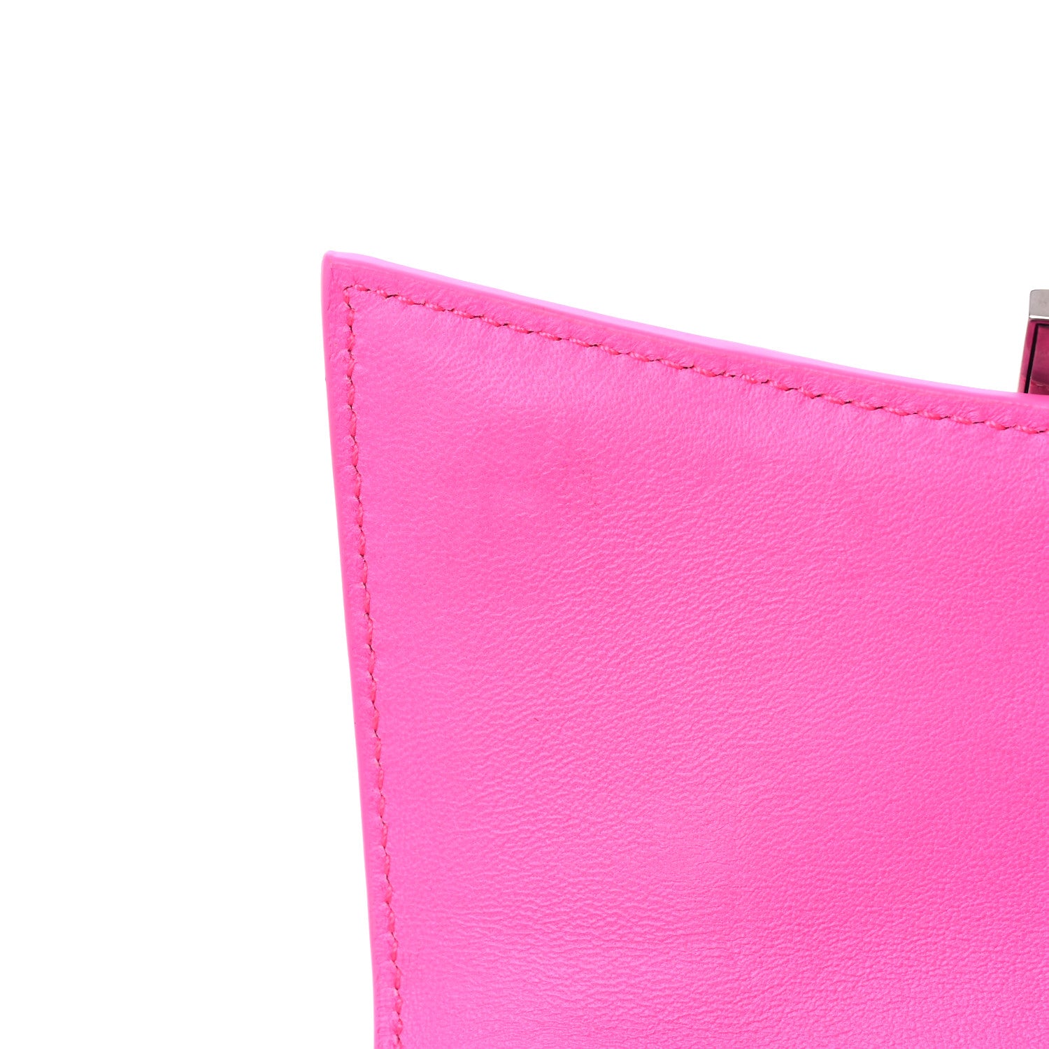 Balenciaga Shiny Calfskin Crocodile Embossed Hourglass Top Handle Bag XS Neon Pink 11 of 12