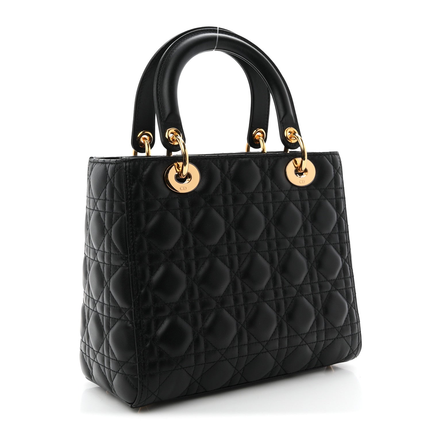Christian Dior Lambskin Cannage Medium Lady Dior Black 2 of 9